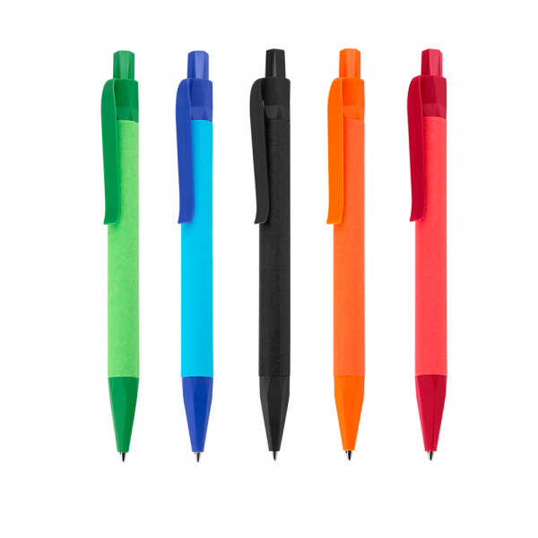 caneta em papel reciclado colorida