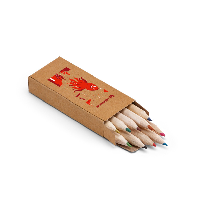 Lápis de Cor mini com 10 cores em caixa de cartão