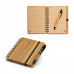 Caderno A6 Ecológico com Espiral, Capa em Bambu e Caneta