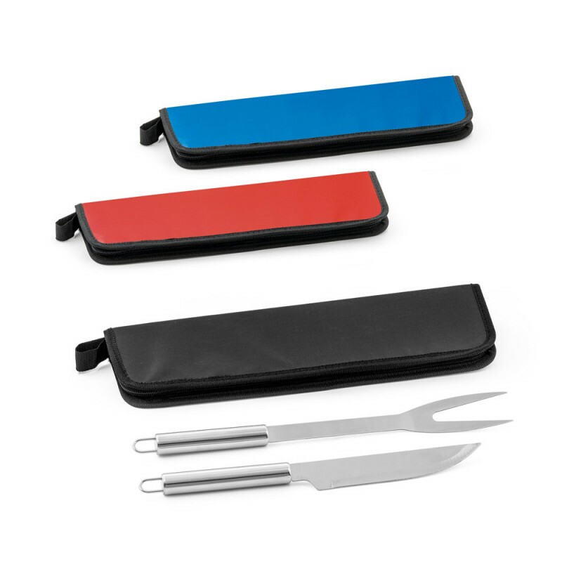 kit churrasqueiro 2 itens de inox em estojo