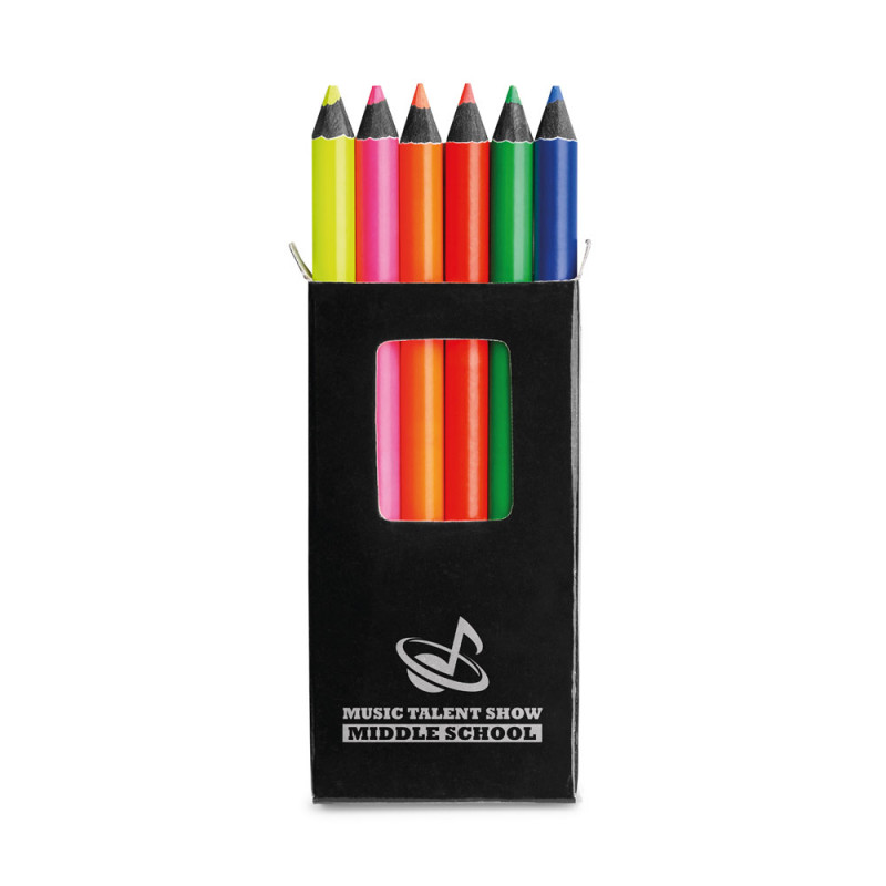 Caixa Lápis de Cor Fluorescente com 6 cores