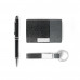 kit executivo com porta cartões, chaveiro e caneta com ponteira touch