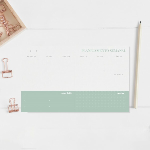 Bloco Planner Semanal Verde