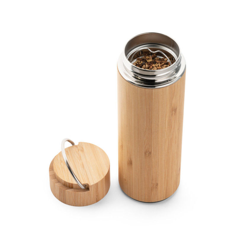 garrafa em bambu e infusor para chá 440 ml