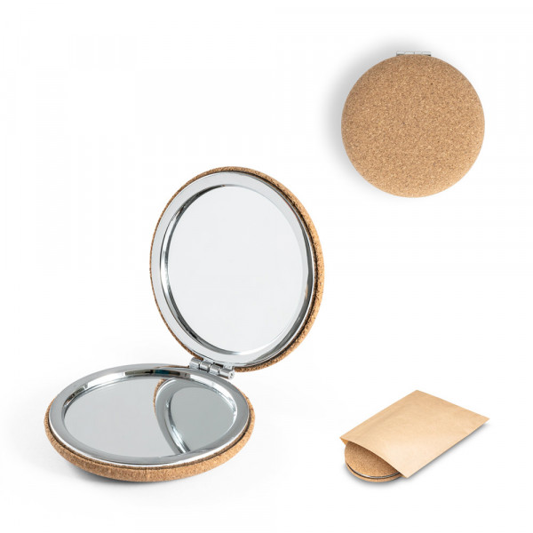 Espelho de maquiagem com formato redondo
