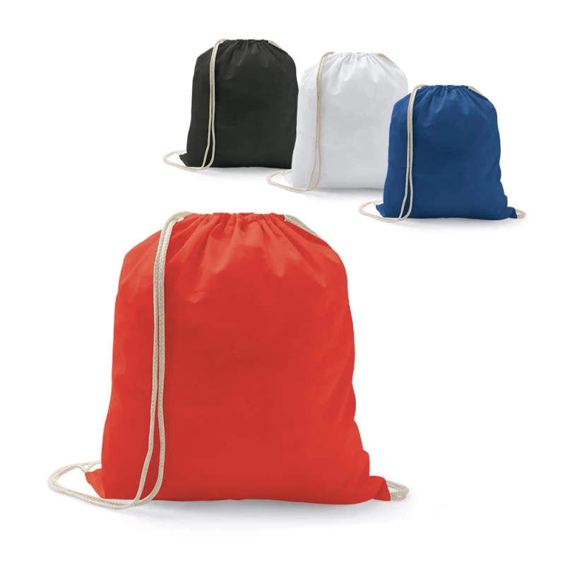 sacola tipo mochila em algodão tingido
