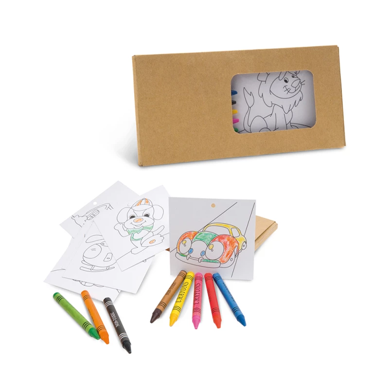 giz de cera com 8 cartões para colorir