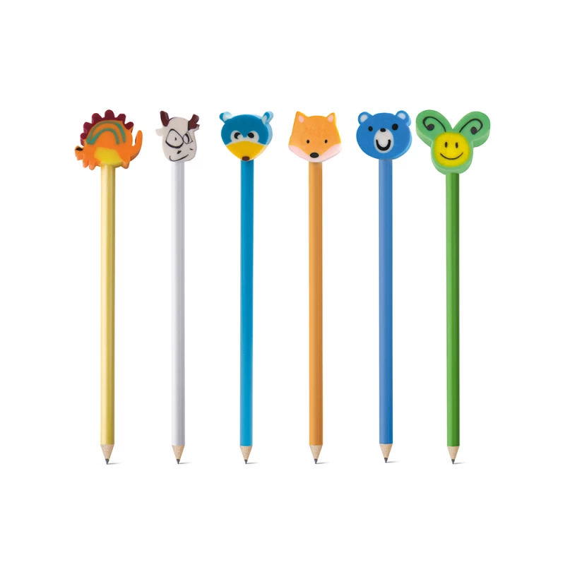 lápis com borracha de animais