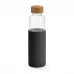 garrafa em vidro com tampa em bambu 600ml-verde claro