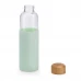 garrafa em vidro com tampa em bambu 600ml-verde claro