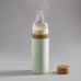 garrafa em vidro com tampa em bambu 600ml-verde claro