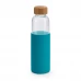 garrafa em vidro com tampa em bambu 600ml-verde claro