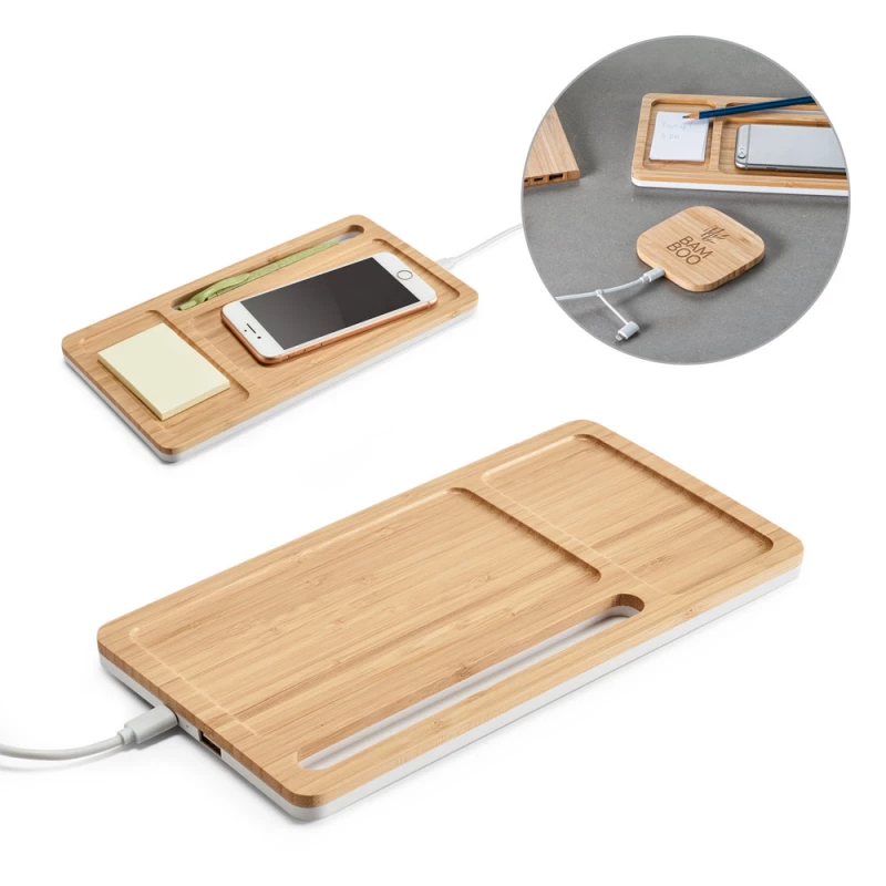organizador de mesa em bambu