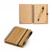 caderno ecológico com capa dura em bambu e caneta