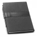 caderno a5 com capa dura em couro e detalhe metálico branve®
