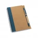 caderno b6 com folhas recicladas e caneta eco