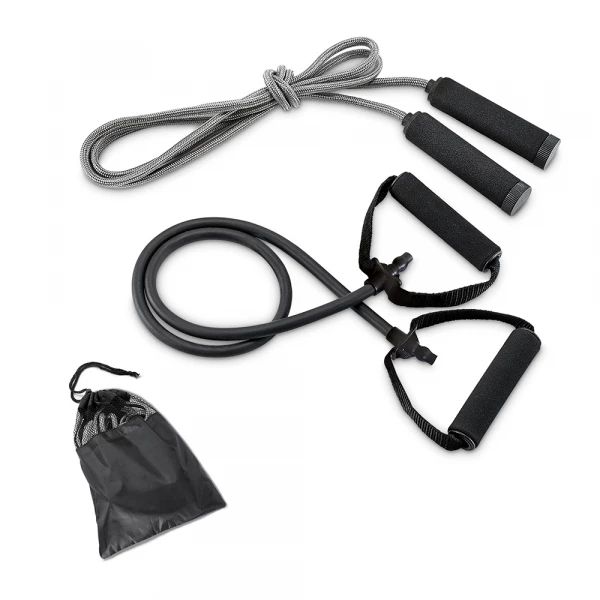 kit esportivo com elástico e corda
