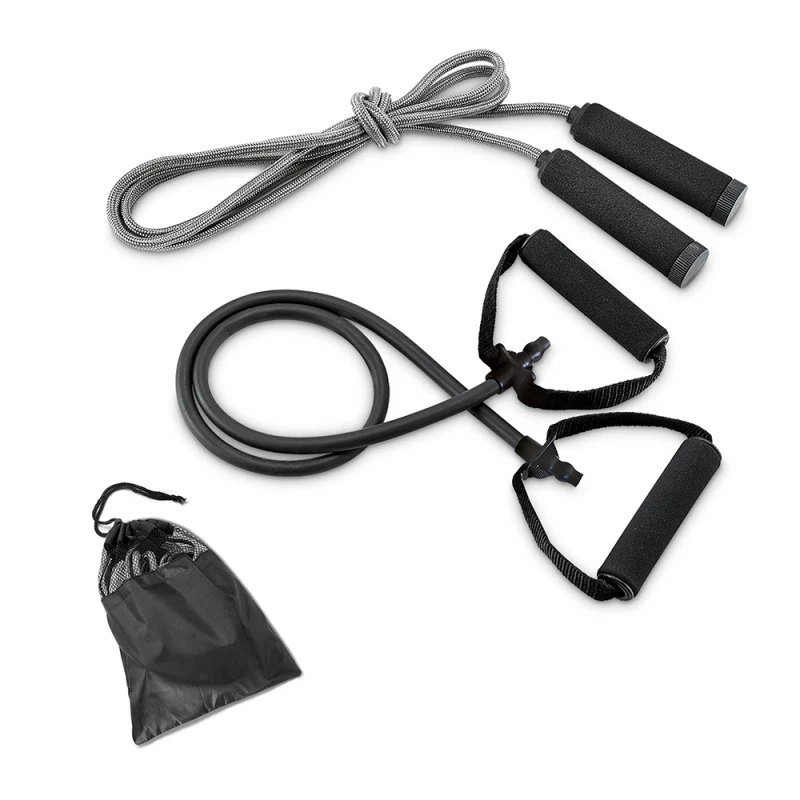 kit esportivo com elástico e corda