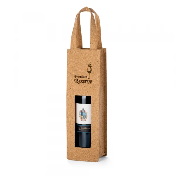 sacola para garrafa em cortiça