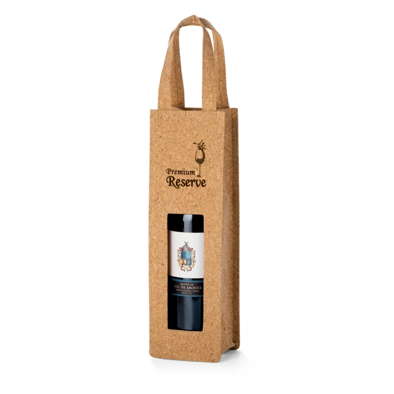 sacola para garrafa em cortiça