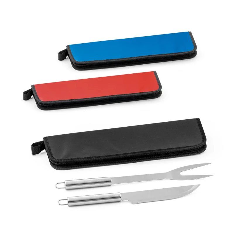 kit churrasqueiro 2 itens de inox em estojo