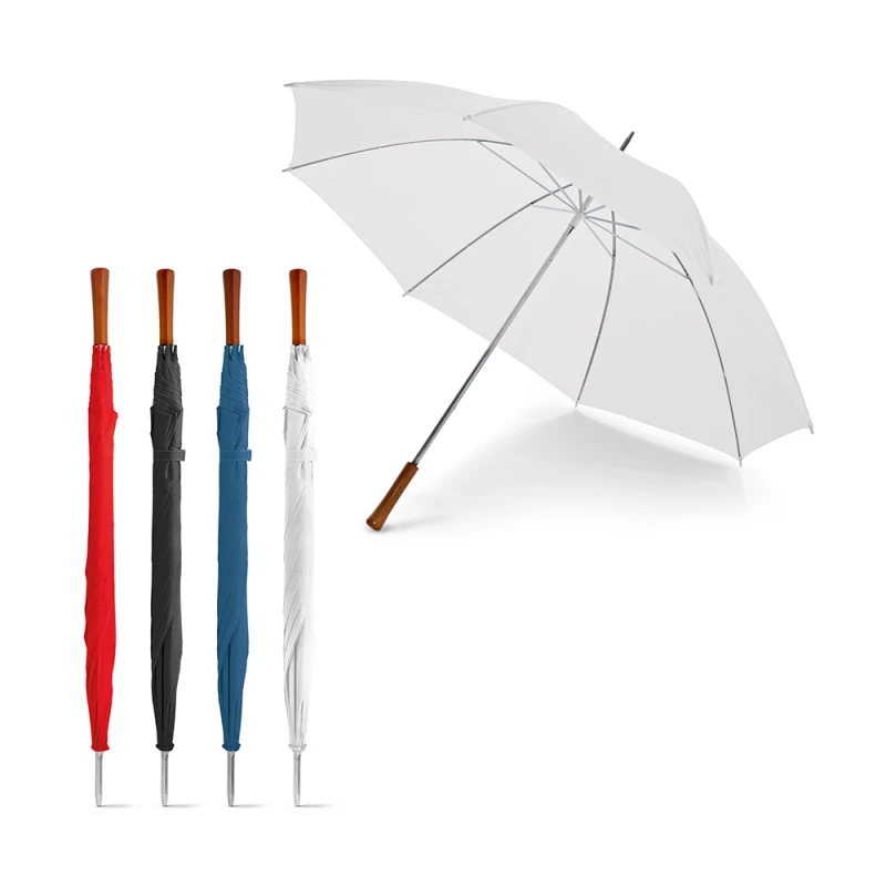 guarda-chuva de golfe com pega em madeira