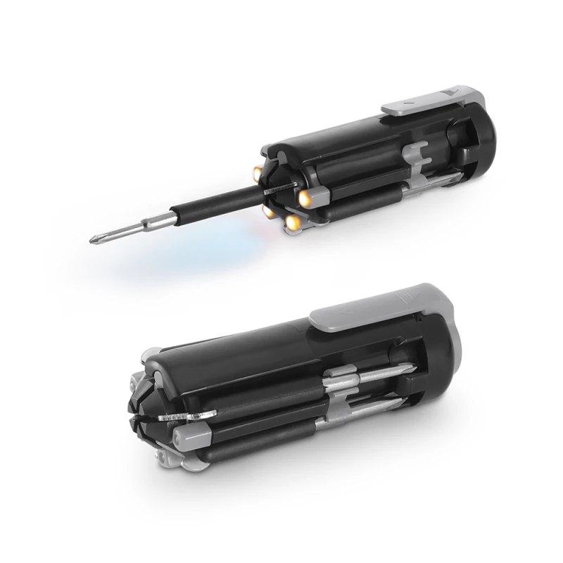 kit de ferramentas com 5 pontas e led cinza-cinza