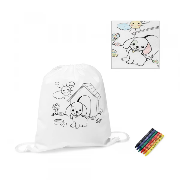 mochila para colorir com giz de cera 
