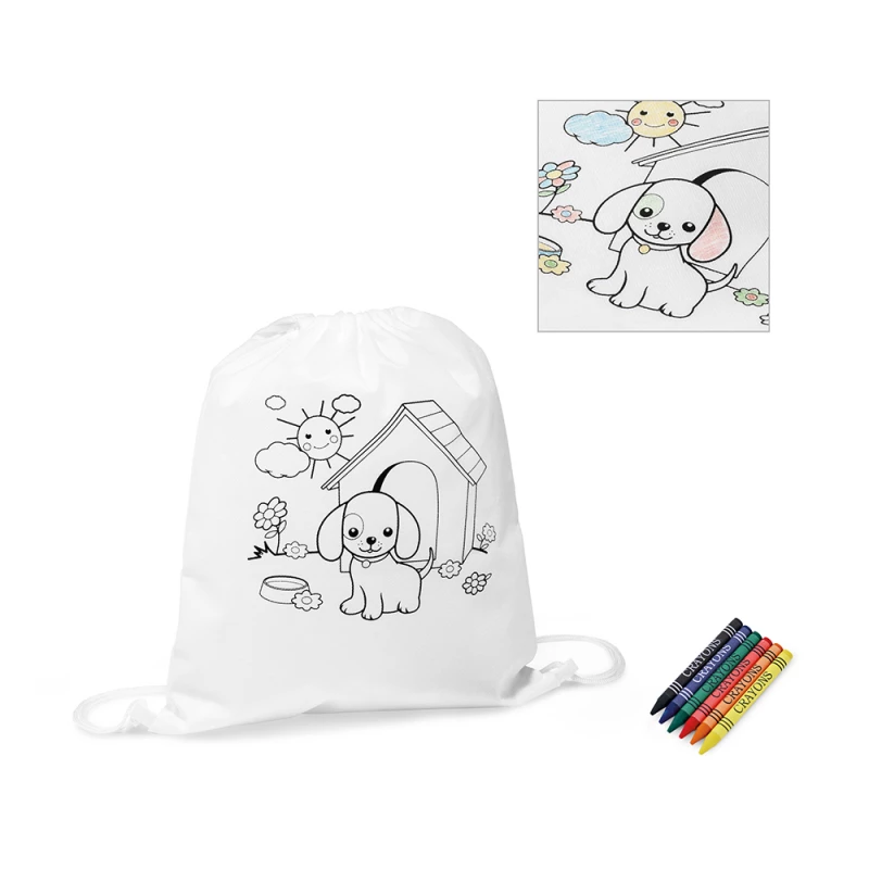 mochila para colorir com giz de cera 