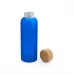 garrafa em vidro com tampa em bambu 500ml-azul royal